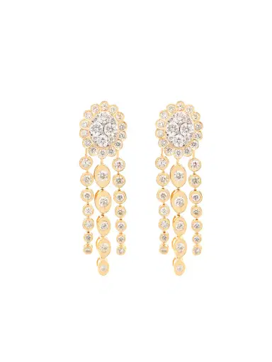 Wish Fine Jewelry 2.93ct Diamond 14K Gold Flower Cascade Earrings | Thumbnail 1