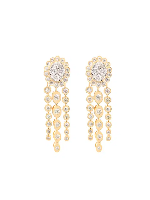 Wish Fine Jewelry 2.93ct Diamond 14K Gold Flower Cascade Earrings