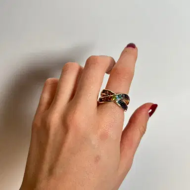 Wish Fine Jewelry 2.95ct Multi Sapphire 14K Gold Crossover Ring | Thumbnail 3 Wish Fine Jewelry 2.95ct Multi Sapphire 14K Gold Crossover Ring | Thumbnail 3