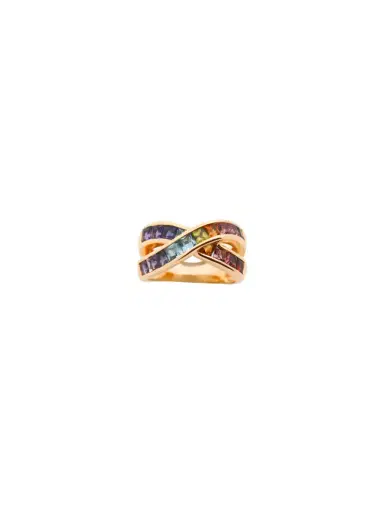Wish Fine Jewelry 2.95ct Multi Sapphire 14K Gold Crossover Ring | Thumbnail 4 Wish Fine Jewelry 2.95ct Multi Sapphire 14K Gold Crossover Ring | Thumbnail 4