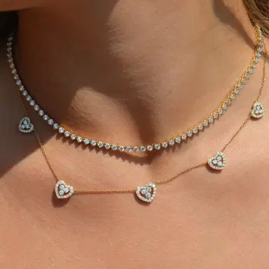 Wish Fine Jewelry 3.00ct Diamond 14K Gold Tennis Adjustable Choker Necklace | Thumbnail 2