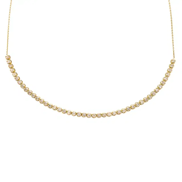 Wish Fine Jewelry 3.00ct Diamond 14K Gold Tennis Adjustable Choker Necklace