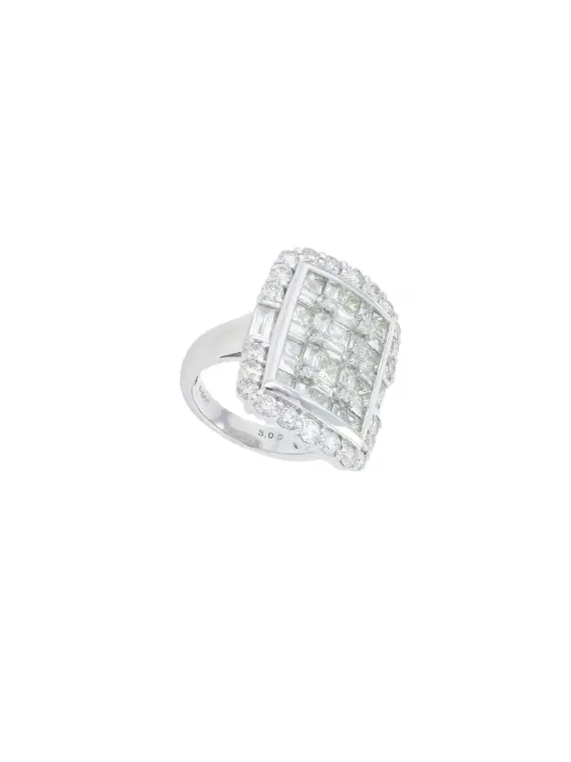 3.00ct Diamond Platinum Shield Cocktail Ring