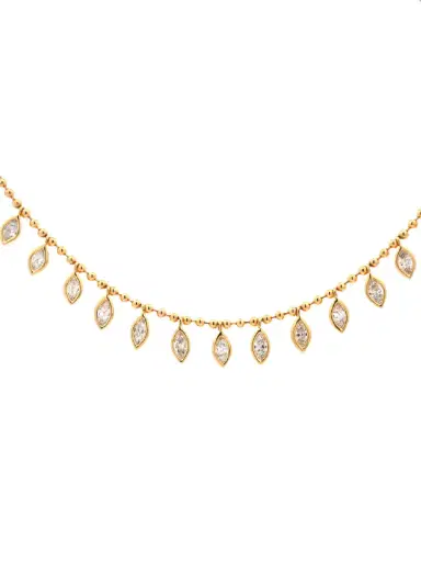 Wish Fine Jewelry 3.05ct Diamond 18K Gold Marquise Multi Drop Bead Necklace | Thumbnail 1