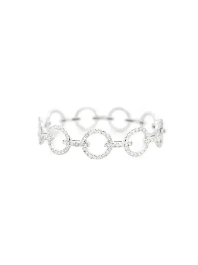 Wish Fine Jewelry 3.09ct Diamond 18K Gold Multi Circle Bangle Bracelet