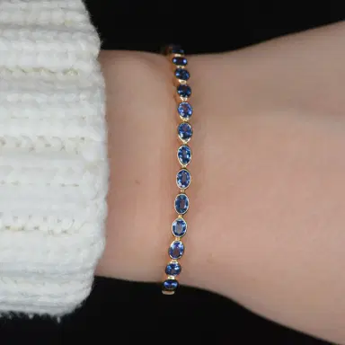 Wish Fine Jewelry 3.09ct Sapphire 14K Gold Bangle Bracelet | Thumbnail 2 Wish Fine Jewelry 3.09ct Sapphire 14K Gold Bangle Bracelet | Thumbnail 2