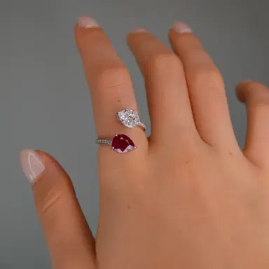 Wish Fine Jewelry 3.11ct Diamond Ruby 18K Gold Invisible Set Bypass Ring | Thumbnail 3 Wish Fine Jewelry 3.11ct Diamond Ruby 18K Gold Invisible Set Bypass Ring | Thumbnail 3