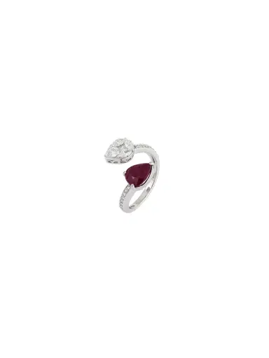 Wish Fine Jewelry 3.11ct Diamond Ruby 18K Gold Invisible Set Bypass Ring | Thumbnail 1 Wish Fine Jewelry 3.11ct Diamond Ruby 18K Gold Invisible Set Bypass Ring | Thumbnail 1