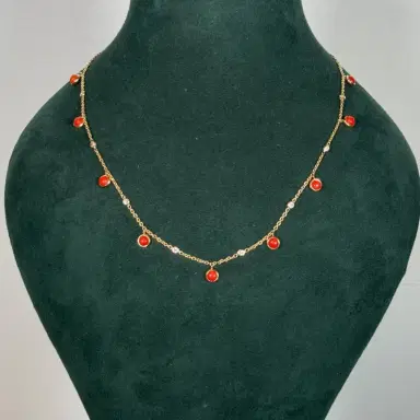 Wish Fine Jewelry 3.11ct Red Coral Diamond 18K Gold Floating Necklace | Thumbnail 2