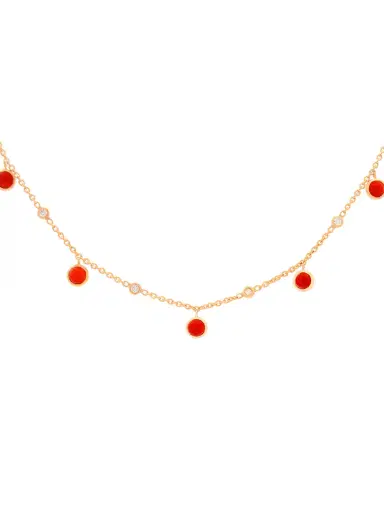 Wish Fine Jewelry 3.11ct Red Coral Diamond 18K Gold Floating Necklace | Thumbnail 1