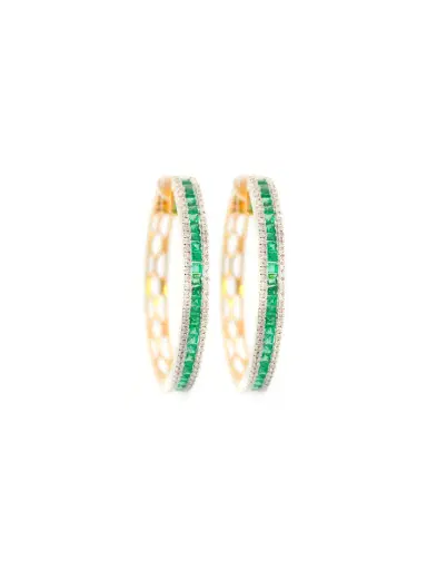 Wish Fine Jewelry 3.2ct Emerald Diamond 14K Gold Pave Hoop Earringa | Thumbnail 1 Wish Fine Jewelry 3.2ct Emerald Diamond 14K Gold Pave Hoop Earringa | Thumbnail 1