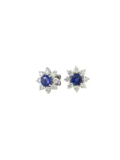 Wish Fine Jewelry 3.35ct Diamond Tanzanite 18K Gold Halo Earrings | Thumbnail 1