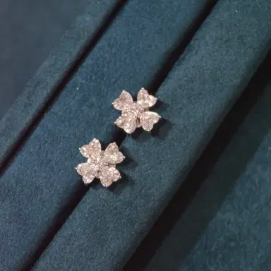 Wish Fine Jewelry 3.46ct Diamond 18K Gold Heart Cut Clover Stud Earrings | Thumbnail 3 Wish Fine Jewelry 3.46ct Diamond 18K Gold Heart Cut Clover Stud Earrings | Thumbnail 3