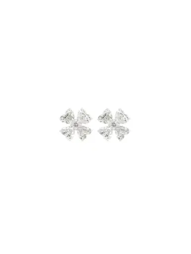 Wish Fine Jewelry 3.46ct Diamond 18K Gold Heart Cut Clover Stud Earrings | Thumbnail 1 Wish Fine Jewelry 3.46ct Diamond 18K Gold Heart Cut Clover Stud Earrings | Thumbnail 1