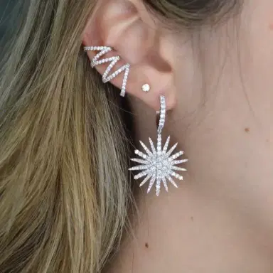 Wish Fine Jewelry 3.50ct Diamond 18K Gold Starburst Drop Earrings | Thumbnail 2 Wish Fine Jewelry 3.50ct Diamond 18K Gold Starburst Drop Earrings | Thumbnail 2