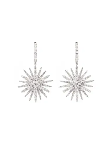 Wish Fine Jewelry 3.50ct Diamond 18K Gold Starburst Drop Earrings | Thumbnail 1 Wish Fine Jewelry 3.50ct Diamond 18K Gold Starburst Drop Earrings | Thumbnail 1