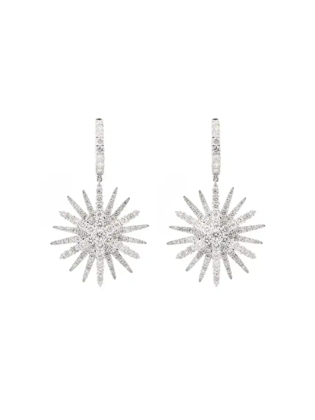 Wish Fine Jewelry 3.50ct Diamond 18K Gold  Starburst Drop Earrings
