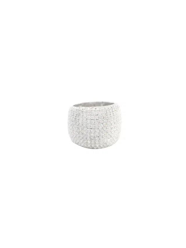 3.65ct Diamond 18K Gold Large Pave Dome Ring