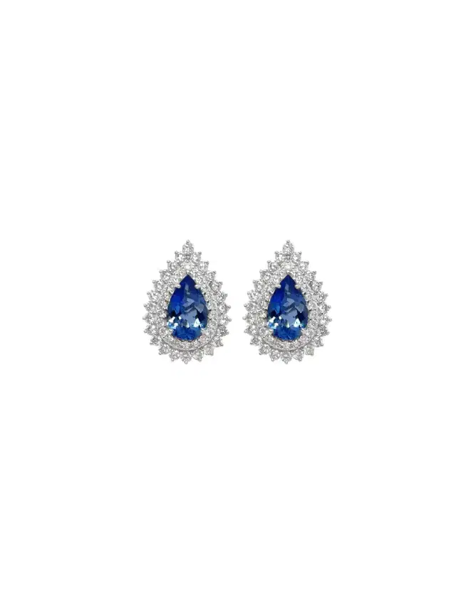 3.68ct Diamond Aqumarine 18K Gold Halo Earrings