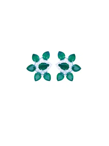Wish Fine Jewelry 3.85ct Diamond Emerald 18K Gold Leaf Earrings | Thumbnail 1 Wish Fine Jewelry 3.85ct Diamond Emerald 18K Gold Leaf Earrings | Thumbnail 1