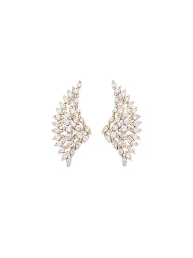Wish Fine Jewelry 3.90ct Diamond 18K Gold Large Wing Climber Earrings