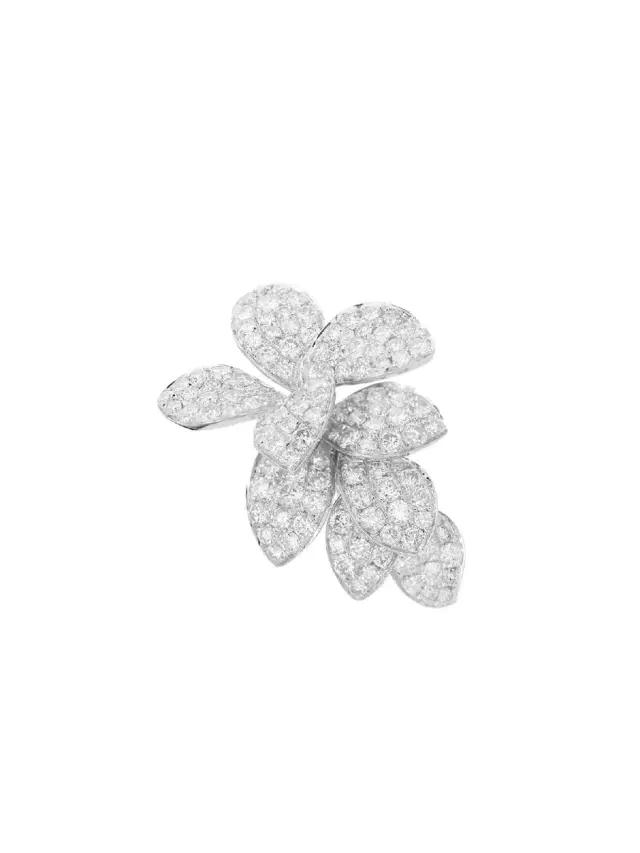 Wish Fine Jewelry 3.95ct Diamond 14K Gold Crusted Leaf Ring