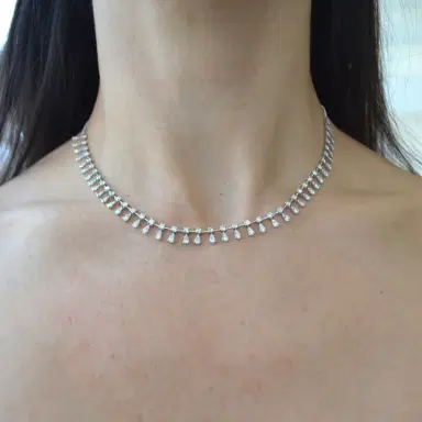Wish Fine Jewelry 4.00ct Diamond 18K Gold Floating Tennis Necklace | Thumbnail 3