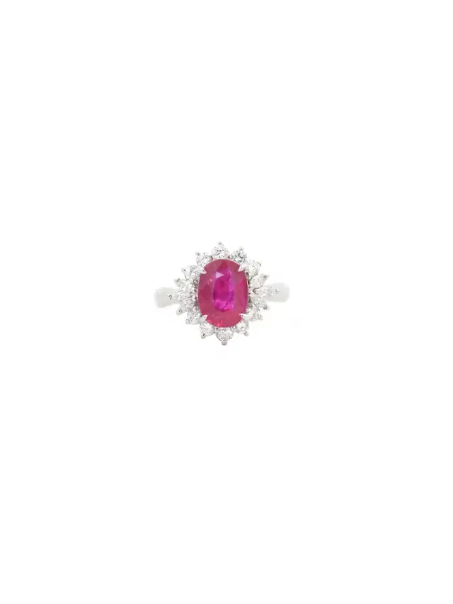 Wish Fine Jewelry 4.06ct Diamond Burma Ruby Platinum Halo Ring