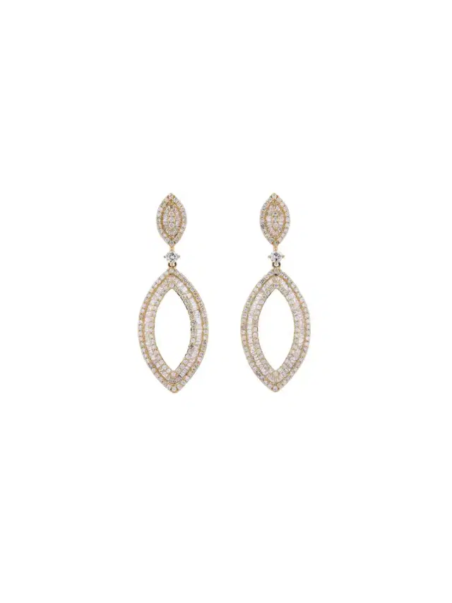 Wish Fine Jewelry 4.0ct Diamond 14K Gold Marquise Dangle Earrings