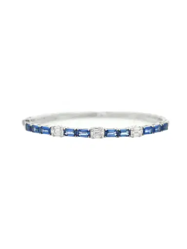 Wish Fine Jewelry 4.21ct Blue Sapphire and Diamond 18K Gold Bracelet | Thumbnail 1