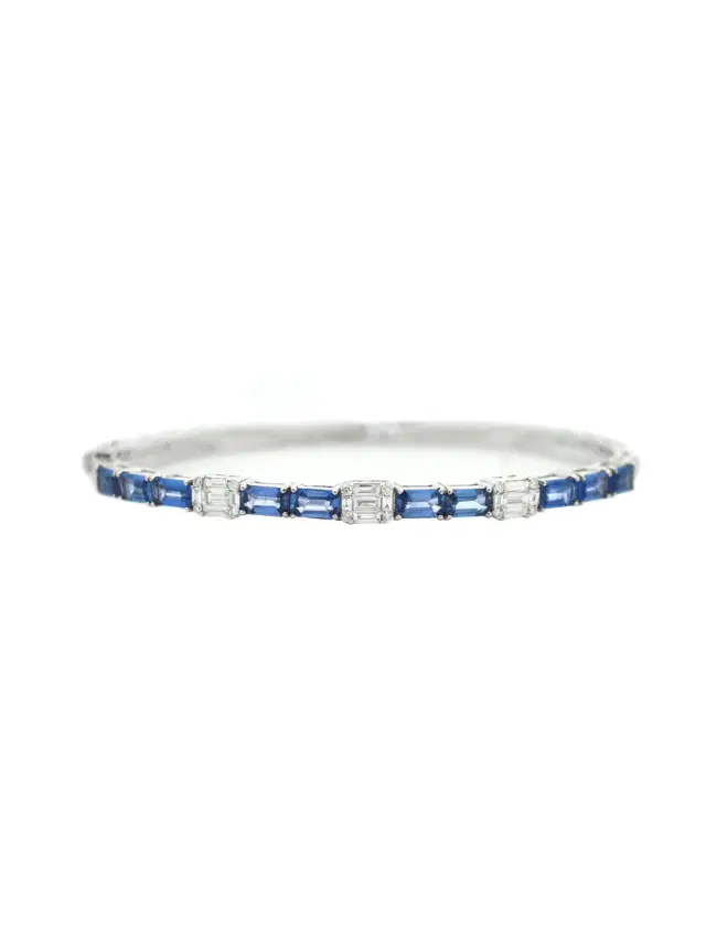 Wish Fine Jewelry 4.21ct Blue Sapphire and Diamond 18K Gold Bracelet