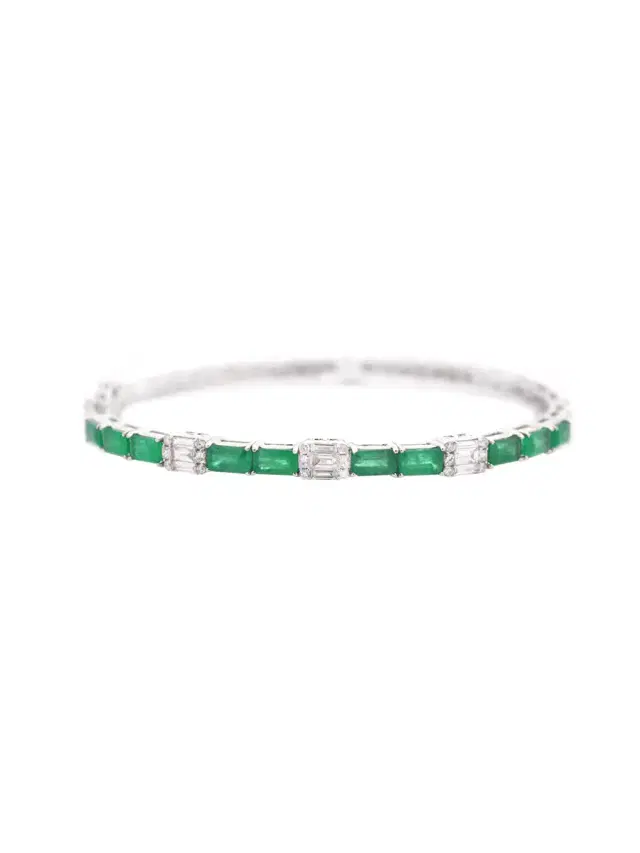 4.21ct Emerald and Diamond 18K Gold Bracelet