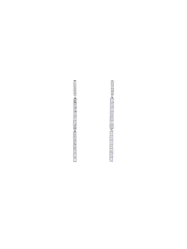 Wish Fine Jewelry 4.50ct Diamond 18K Gold Hoop Dangle Earrings | Thumbnail 1