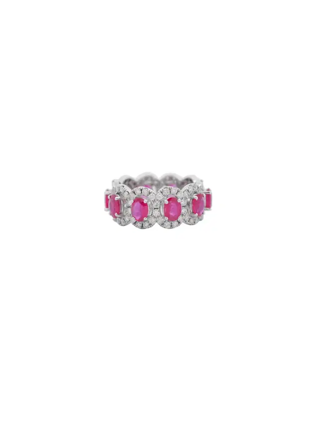 4.80ct Diamond Ruby 18K Gold Eternity Ring