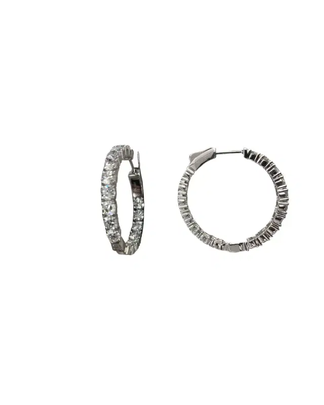 4.85ct Diamond 18K Gold Inside Outside Hoop Earrings