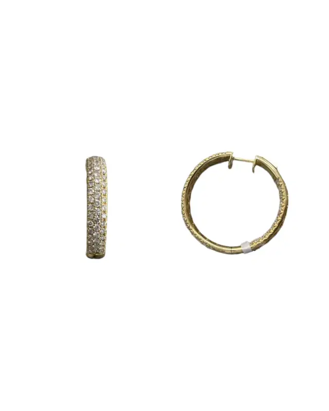 Wish Fine Jewelry 4.85ct Diamond 18K Gold Pave Hoop Earrings