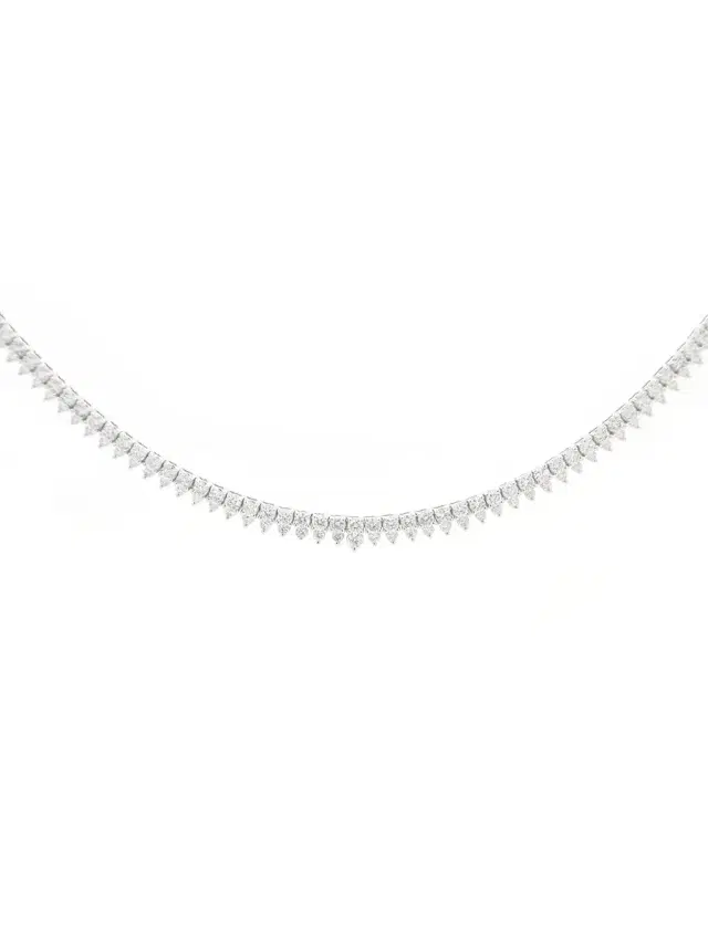 Wish Fine Jewelry 5.00ct Diamond 18K Stationed Tennis Necklace