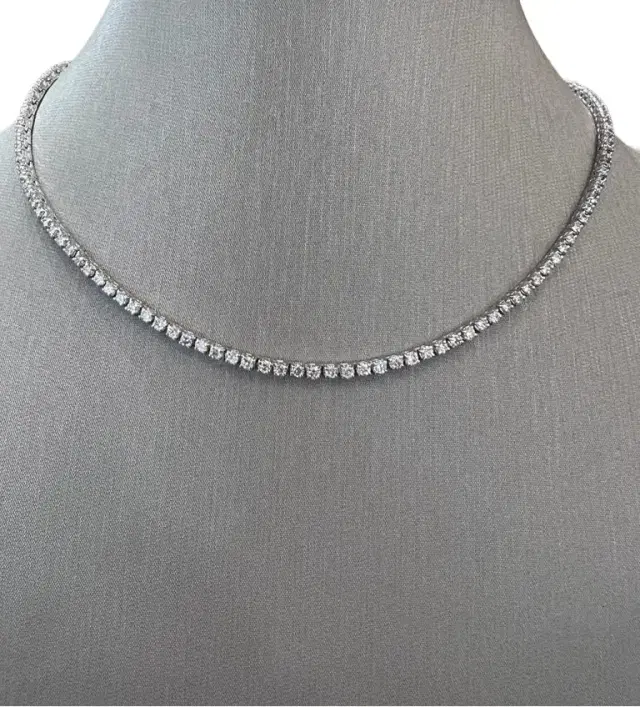 Wish Fine Jewelry 5.01ct Diamond 18K Gold Tennis Necklace 4 Prongs