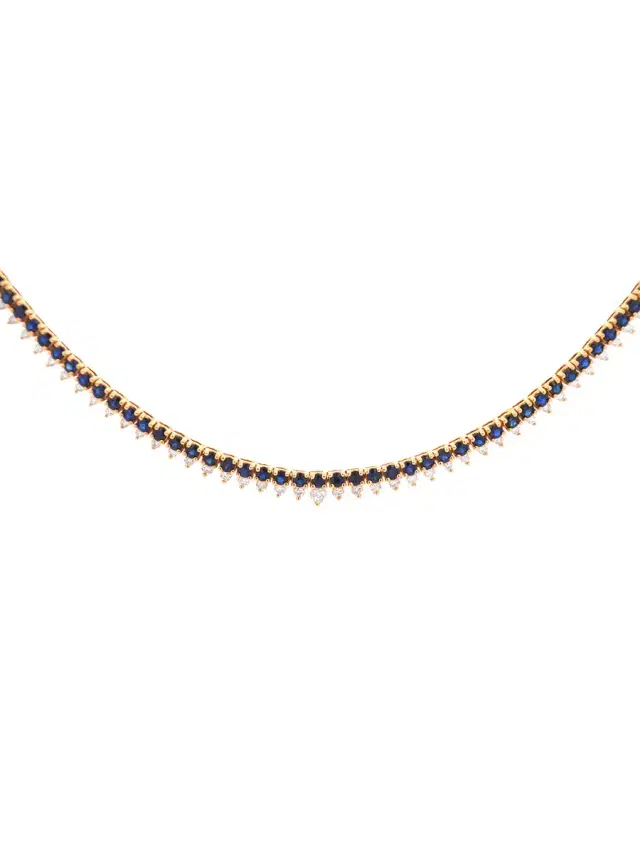 Wish Fine Jewelry 5.09ct Black Diamond 18K Gold Stationed Tennis Necklace