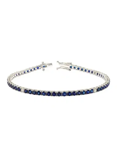 Wish Fine Jewelry 5.25ct Blue Sapphire Diamond 18K Gold Tennis Bracelet | Thumbnail 1 Wish Fine Jewelry 5.25ct Blue Sapphire Diamond 18K Gold Tennis Bracelet | Thumbnail 1