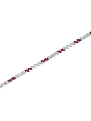 Wish Fine Jewelry 5.61ct Diamond Ruby 14K Gold Marquise Tennis Necklace | Thumbnail 1 Wish Fine Jewelry 5.61ct Diamond Ruby 14K Gold Marquise Tennis Necklace | Thumbnail 1