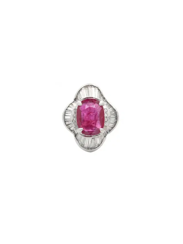 Wish Fine Jewelry 5.63ct Diamond Ruby Platinum Cluster Cocktail Ring