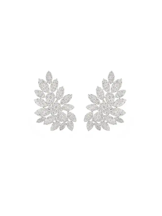 Wish Fine Jewelry 5.64ct Diamond 18K Gold Leaf Climber Earrings