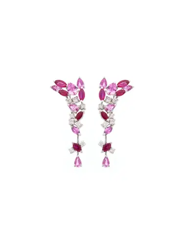 Wish Fine Jewelry 5.66ct Diamond Ruby 18K Gold Drop Earrings | Thumbnail 1 Wish Fine Jewelry 5.66ct Diamond Ruby 18K Gold Drop Earrings | Thumbnail 1