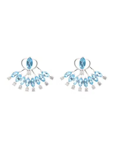Wish Fine Jewelry 5.72ct Diamond Topaz 18K Gold Day & Night Cluster Earrings | Thumbnail 1 Wish Fine Jewelry 5.72ct Diamond Topaz 18K Gold Day & Night Cluster Earrings | Thumbnail 1