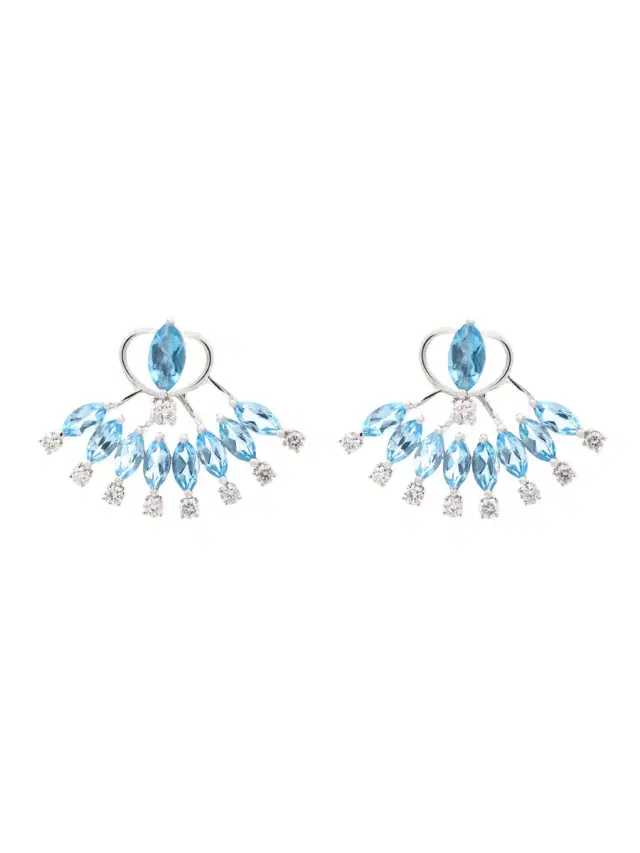 Wish Fine Jewelry 5.72ct Diamond Topaz 18K Gold Day & Night Cluster Earrings