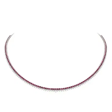 Wish Fine Jewelry 5.75ct Ruby Diamond 18K Gold Stationed Tennis Necklace | Thumbnail 2 Wish Fine Jewelry 5.75ct Ruby Diamond 18K Gold Stationed Tennis Necklace | Thumbnail 2