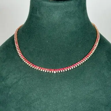 Wish Fine Jewelry 5.75ct Ruby Diamond 18K Gold Stationed Tennis Necklace | Thumbnail 3 Wish Fine Jewelry 5.75ct Ruby Diamond 18K Gold Stationed Tennis Necklace | Thumbnail 3