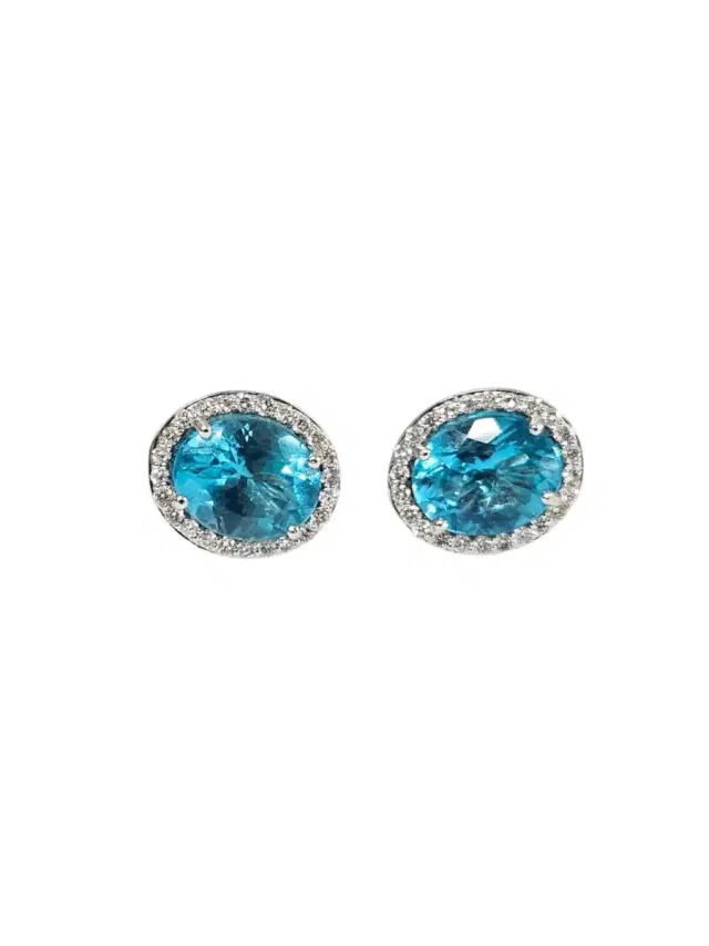 Wish Fine Jewelry 5.76ct Diamond Apatite 18K Gold Halo Earrings