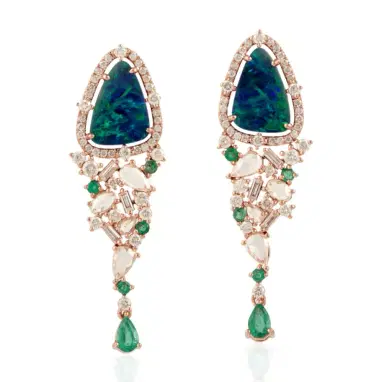 Wish Fine Jewelry 5.87ct Opal Diamond 18K Gold Dangle Earrings | Thumbnail 1